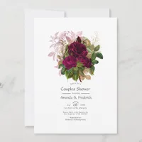 Blush Burgundy Gold Shabby Floral Couples Shower Invitation