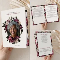 Modern Purple Floral In Loving Memory Funeral Program