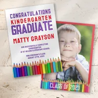 Color Pencils Kindergarten Photo Graduation  Announcement