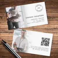 2 Photos Logo QR Code Personal Trainer Business Card