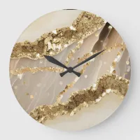 *~* Agate Marble AP66 Ivory Gold Glam Wall Clock