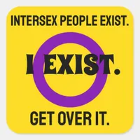 Intersex Flag Striking Message Yellow and Purple  Square Sticker