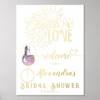 Cheers To Love Wine Tasting Elegant Bridal Shower Foil Prints