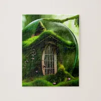 Fairy House In A Glass Orb In The Mossy Forest Jigsaw Puzzle