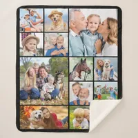 Unique 12 Photo Collage Minimal Cute Simple Sherpa Blanket