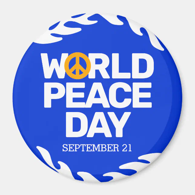 Blue Orange World Peace Day Peace Sign Magnet