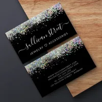 Holographic Glitter Premium Black Business Card