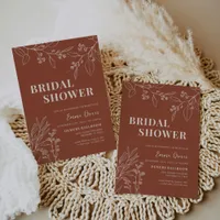 Boho Floral Terracotta Bridal Shower Invitation