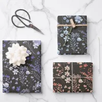 Moody & Romantic Wildflower Tonal Watercolor Wrapping Paper Sheets