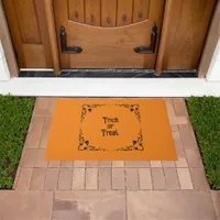 Halloween Pumpkin Orange and Black Trick or Treat Doormat