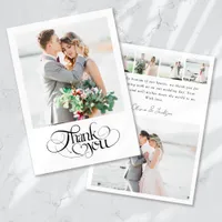 Modern Multi Picture Calligraphy Wedding Thank You Card