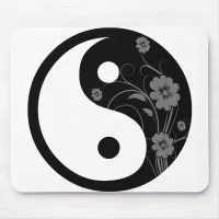 Black Floral Yin Yang Mouse Pad