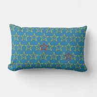 Pillow - Golden and Red Stars on Blue