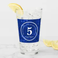 Elegant Blue Marble 5 Years Work Anniversary Glass