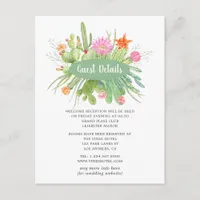 Watercolor Cactus Wedding Guest Details Enclosure Card