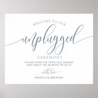 Unplugged Wedding Sign - Typography (Dusty Blue)