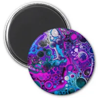 Purple, Blue Modern Abstract Fluid Art Marble Cell Magnet