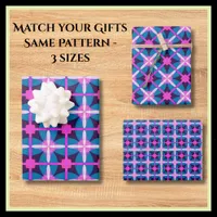 Bold 60's Retro Print Hot Pink Teal Blue Wrapping Paper Sheets