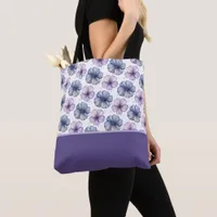 Floral Watercolor Pattern Lavender and Blue Tote Bag
