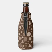 Hexagon & Triangle Pink & Brown on Brown Pattern  Bottle Cooler