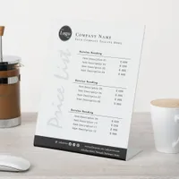 Simple Clean Minimalist Black and White Price List Pedestal Sign