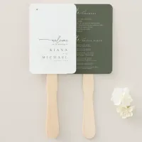 Simply Chic Wedding Welcome Program Moss ID1046 Hand Fan