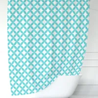 Turquoise and White Geometric Shower Curtain