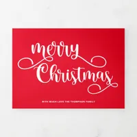 5 Photo 2020 Year in Review Merry Christmas Script Tri-Fold Holiday Card