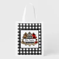 Personalized Buffalo Plaid Country Christmas Trees Grocery Bag