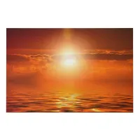 Tranquil Sunset Orange Golden Sky Over Sea Large Faux Canvas Print