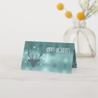 Deer Antlers Arrows Christmas Teal ID861 Place Card