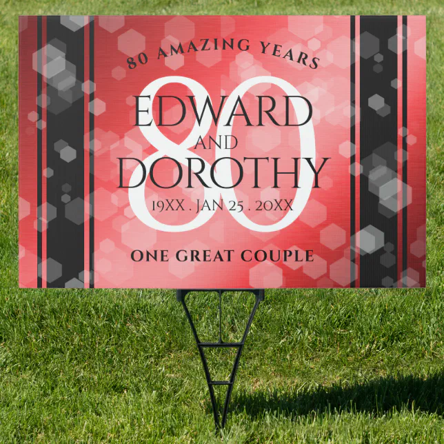 Elegant 80th Ruby Wedding Anniversary Celebration Sign