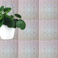 Luxury Baroque Gold Damask Pattern On Pastel Ombre Ceramic Tile