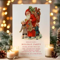 Vintage Old World Santa Claus Kids Holiday Party Invitation