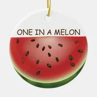 Watermelon Pun Personalized Christmas Ceramic Ornament