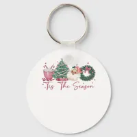 Tis The Season Merry Christmas Cute Xmas Coffee Ch Keychain