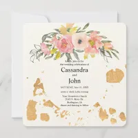 Floral Paint Splash Wedding Invitation