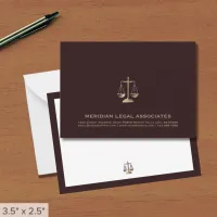 Luxe Burgundy Gold Law Firm Note Card