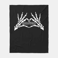 Halloween Skeleton Heart Hands Retro Style Fleece Blanket