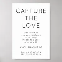 Minimalist Capture The Love Hashtag Wedding Sign