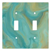 Sandy Brown Ocean Teal Fluid Art    Light Switch Cover