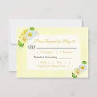 Yellow Floral Daffodils  Wedding RSVP card