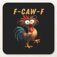 F-Caw-F Gothic Crow Humor Funny Vintage Style Square Paper Coaster