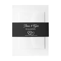 Black and White Script Calligraphy Wedding Invitation Belly Band