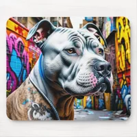 Urban Brindle Pitbull City Graffiti Street Art Mouse Pad