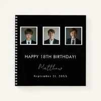 Guest book birthday black white photo name