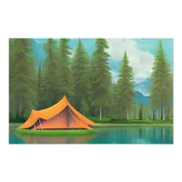 Camping Themed Art | Tent on the Lake in the Woods Photo Print
