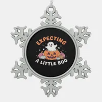 To Be Expecting Little Boo Snowflake Pewter Christmas Ornament
