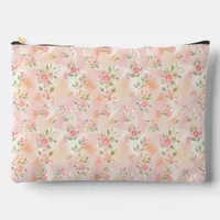 Abstract Watercolor Small Peach Pink Flowers Large Accessory Pouch