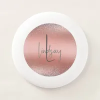 Rose Gold Brushed Metal Glitter Monogram | Wham-O Frisbee